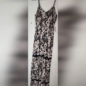 Angie Black and Cream Floral Maxi Dress
